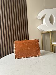 Colestore Chanel Tan Whipstitched Embossed Flap 34×21×10cm - 3