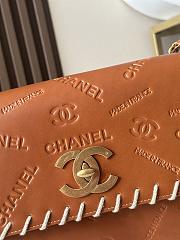 Colestore Chanel Tan Whipstitched Embossed Flap 34×21×10cm - 2