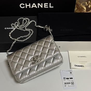 Colestore Chanel Wallet on Chain Shiny Calfskin & Silver-Tone Metal Silver 19.5x12x3.5cm