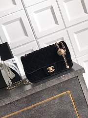 Colestore Chanel Mini Flap Bag Velvet, Strass & Gold-Tone Metal Black  13 x 20 x 7cm - 1