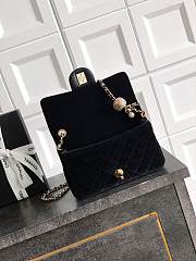 Colestore Chanel Mini Flap Bag Velvet, Strass & Gold-Tone Metal Black  13 x 20 x 7cm - 3