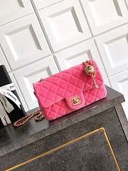 Colestore Chanel Mini Flap Bag Velvet, Strass & Gold-Tone Metal Pink 13 x 20 x 7cm - 1