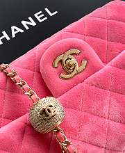 Colestore Chanel Mini Flap Bag Velvet, Strass & Gold-Tone Metal Pink 13 x 20 x 7cm - 4