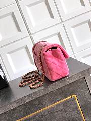 Colestore Chanel Mini Flap Bag Velvet, Strass & Gold-Tone Metal Pink 13 x 20 x 7cm - 3