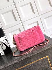 Colestore Chanel Mini Flap Bag Velvet, Strass & Gold-Tone Metal Pink 13 x 20 x 7cm - 2