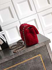 Colestore Chanel Mini Flap Bag Velvet, Strass & Gold-Tone Metal Red 13 x 20 x 7cm - 4