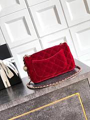 Colestore Chanel Mini Flap Bag Velvet, Strass & Gold-Tone Metal Red 13 x 20 x 7cm - 3