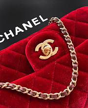 Colestore Chanel Mini Flap Bag Velvet, Strass & Gold-Tone Metal Red 13 x 20 x 7cm - 2