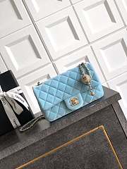 Colestore Chanel Mini Flap Bag Velvet, Strass & Gold-Tone Metal Baby Blue 13 x 20 x 7cm - 1