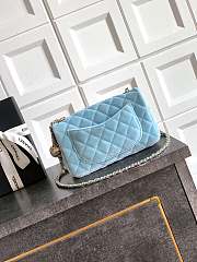 Colestore Chanel Mini Flap Bag Velvet, Strass & Gold-Tone Metal Baby Blue 13 x 20 x 7cm - 4