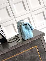 Colestore Chanel Mini Flap Bag Velvet, Strass & Gold-Tone Metal Baby Blue 13 x 20 x 7cm - 3