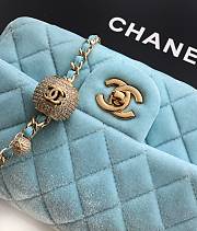 Colestore Chanel Mini Flap Bag Velvet, Strass & Gold-Tone Metal Baby Blue 13 x 20 x 7cm - 2