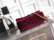 Colestore Chanel Mini Flap Bag Velvet, Strass & Gold-Tone Metal Burgundy 13 x 20 x 7cm - 6