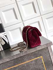 Colestore Chanel Mini Flap Bag Velvet, Strass & Gold-Tone Metal Burgundy 13 x 20 x 7cm - 4