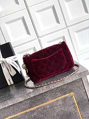 Colestore Chanel Mini Flap Bag Velvet, Strass & Gold-Tone Metal Burgundy 13 x 20 x 7cm - 3