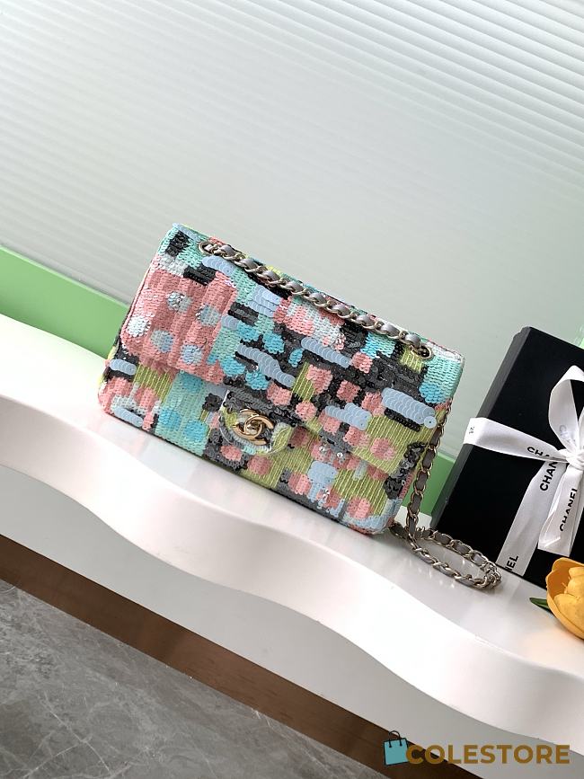 Colestore Chane Multicolor Sequin Classic Flap Bag 15.5x25.5x6.5cm - 1