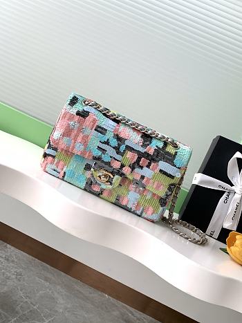 Colestore Chane Multicolor Sequin Classic Flap Bag 15.5x25.5x6.5cm
