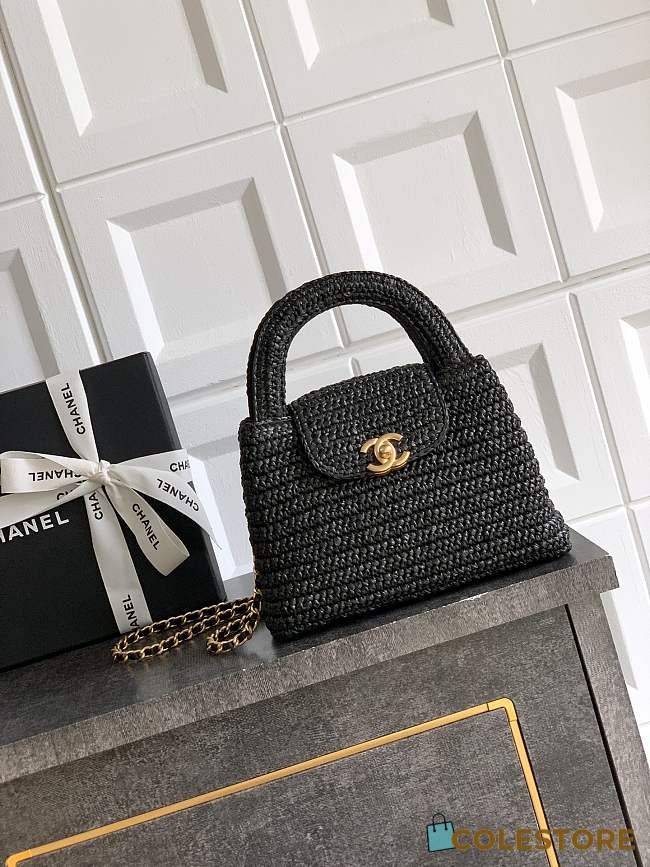 Colestore Chanel 26C Woven Kelly Bag Black 19x13x7cm - 1
