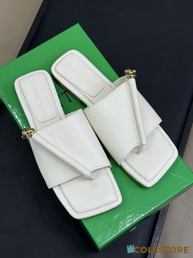 Colestore Bottega Veneta Solstice Flat Thong Sandals White - 1