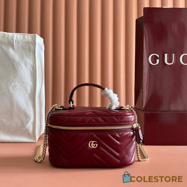 Colestore Gucci GG Marmont Mini Vanity Bag In Rosso Ancora Red Leather 19x11.5x9cm - 1