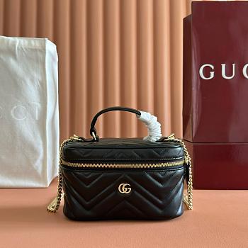 Colestore Gucci GG Marmont Mini Vanity Bag In Black Leather 19x11.5x9cm