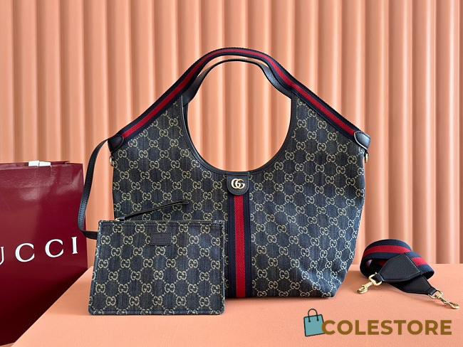 Colestore Gucci Giglio Medium Tote Bag in Denim 50×47×14cm - 1