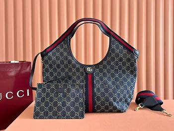 Colestore Gucci Giglio Medium Tote Bag in Denim 50×47×14cm
