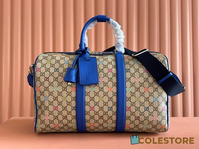 Colestore Gucci GG Multicolor Medium Duffle in Beige and Dark Brown Frabic 45x30x24.5cm - 1