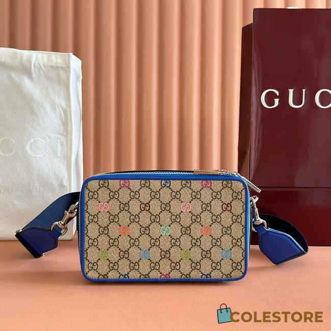 Colestore Gucci GG Multicolor Small Bag in Beige and Dark Brown Frabic 14x22.5x7.5cm - 1