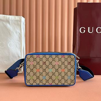 Colestore Gucci GG Multicolor Small Bag in Beige and Dark Brown Frabic 14x22.5x7.5cm