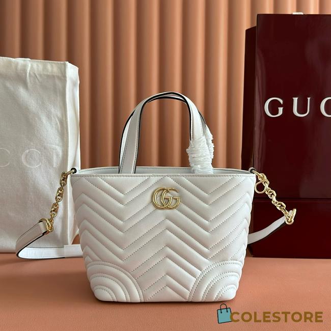 Colestore Gucci Betty Small Tote Bag in White Leather 18(29) x 18 x 12.5cm - 1