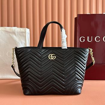 Colestore Gucci Betty Medium Tote Bag in Black Leather 28 x 24 x 16cm