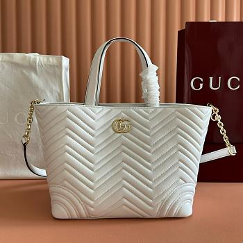 Colestore Gucci Betty Medium Tote Bag in White Leather 28 x 24 x 16cm