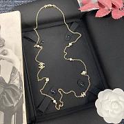 Colestore Chanel Long Necklace Metal, Glass Pearls & Strass Gold, Pearly White & Crystal - 3