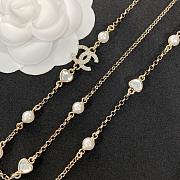 Colestore Chanel Long Necklace Metal, Glass Pearls & Strass Gold, Pearly White & Crystal - 2