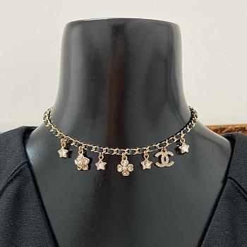 Colestore Chanel Necklace Metal, Calfskin, Glass pearls & Strass Gold, Black, Pearly White & Crystal