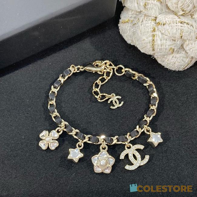 Colestore Chanel Bracelet Metal, Calfskin, Glass pearls & Strass Gold, Black, Pearly White & Crystal - 1
