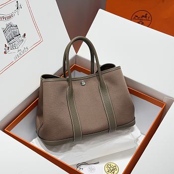 Colestore Hermes Garden Party 30 Bag Taupe Etoupe-like Brown Canvas 30x20x13cm