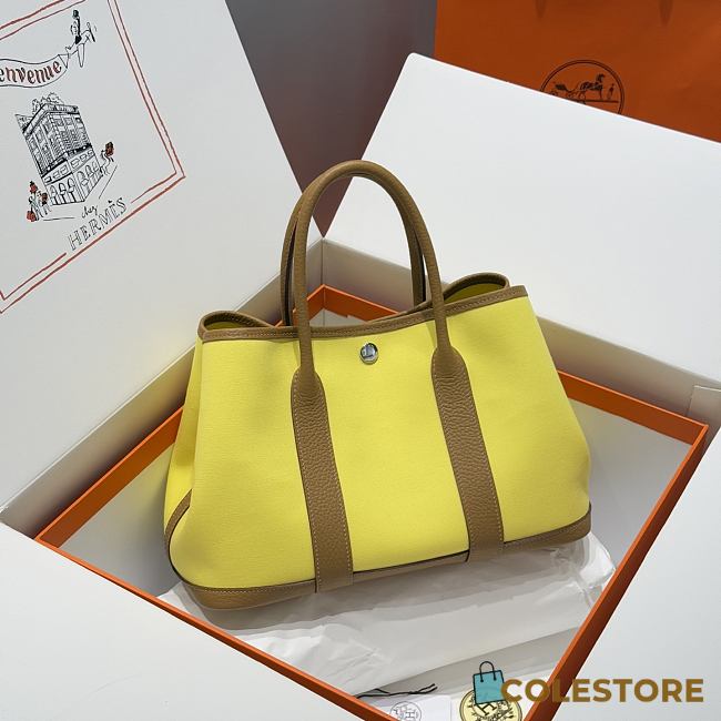 Colestore Hermes Garden Party 30 Bag Jaune Soleil & Gold Canvas 30x20x13cm - 1
