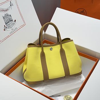 Colestore Hermes Garden Party 30 Bag Jaune Soleil & Gold Canvas 30x20x13cm