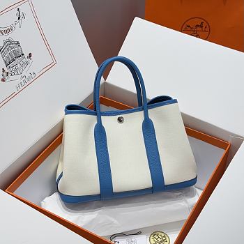 Colestore Hermes Garden Party 30 Bag Blanc & Bleu Jean 30x20x13cm