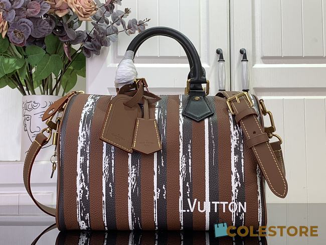 Colestore Louis Vuitton Speedy Bandouliere 30 Brown/Black/White Striped Canvas 32 x 22.5 x 18cm - 1
