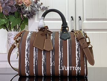 Colestore Louis Vuitton Speedy Bandouliere 30 Brown/Black/White Striped Canvas 32 x 22.5 x 18cm