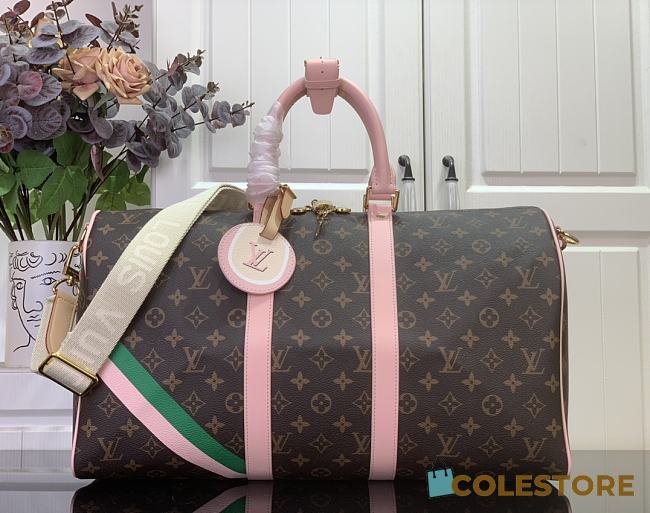 Colestore Louis Vuitton Keepall Bandouliere 45 with Pink and Green Stripes 45 x 27 x 20 cm - 1