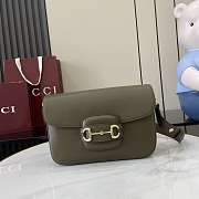 Colestore Gucci Horsebit 1955 Soft Medium Shoulder Bag Green Smooth Leather 26x17.5x10cm - 1
