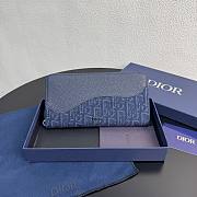 Colestore Dior Saddle Long Zipped Wallet Navy Grained Calfskin 19.8 x 11 x 2.5 cm - 1