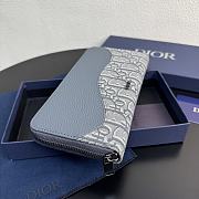 Colestore Dior Saddle Long Zipped Wallet Gray Blue Grained Calfskin 19.8 x 11 x 2.5 cm - 6