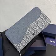 Colestore Dior Saddle Long Zipped Wallet Gray Blue Grained Calfskin 19.8 x 11 x 2.5 cm - 5