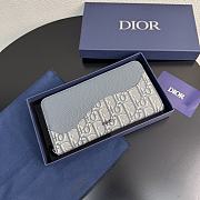 Colestore Dior Saddle Long Zipped Wallet Gray Blue Grained Calfskin 19.8 x 11 x 2.5 cm - 4
