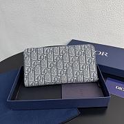 Colestore Dior Saddle Long Zipped Wallet Gray Blue Grained Calfskin 19.8 x 11 x 2.5 cm - 3